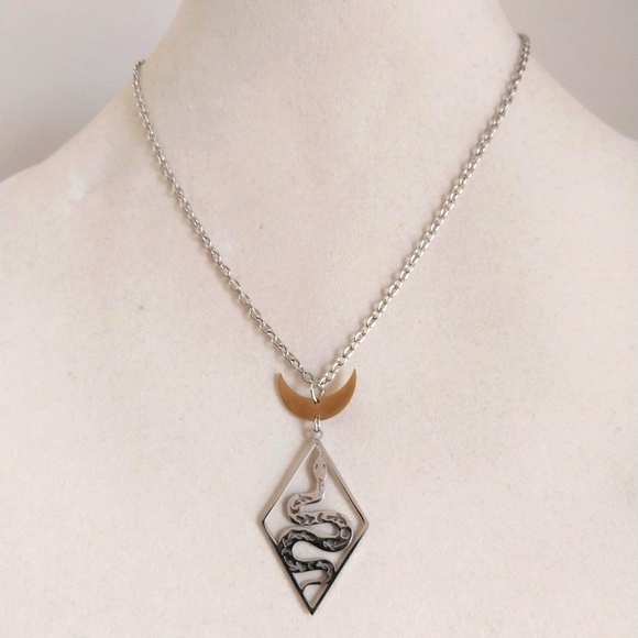Handmade Jewelry - Goth witch snake & moon handmade necklace 🐍🌒🌕🌘